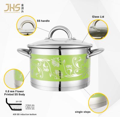 China JHS Sustainable 8 Pieces Stainless Steel Casserole Set Cooking Pots Induction Cookware With Glass Lid for sale