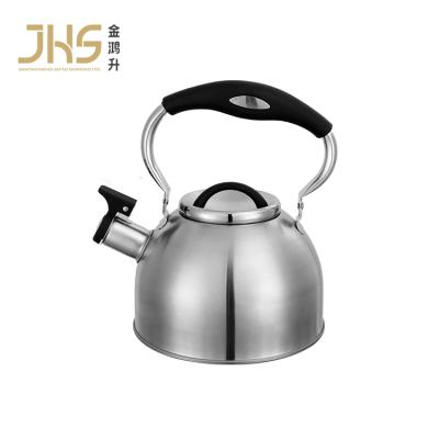 China JHS Sustainable On Sales 2.5l Silver Water Tea Whistling Stainless Steel Kettle With Silicone And Steel Handle for sale