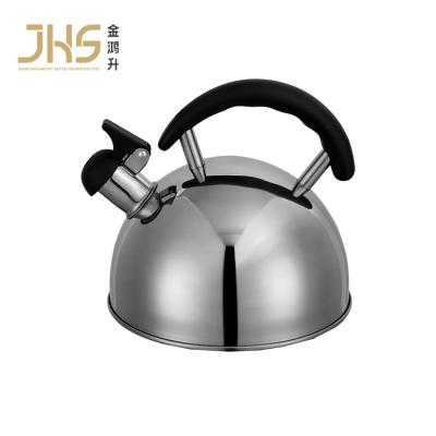 China Wholesale Viable JHS Silver 2.5L Whistling Water Tea Kettle Whistling Kettle Stainless Steel With Black Nylon Cool Handle For Gas Stove for sale