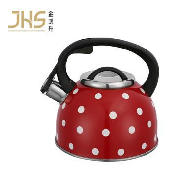 China JHS Viable 2.3 Quart 2.5 Liter Food Grade Stainless Steel Whistling Tea Kettles For Stovetops With Silicon Handle for sale