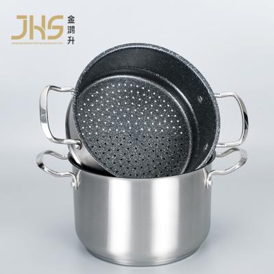 China JHS Viable Non Stick Stainless Steel Dim Sum Food Steamer Cook Pot Couscous Steamer With SS Lid for sale