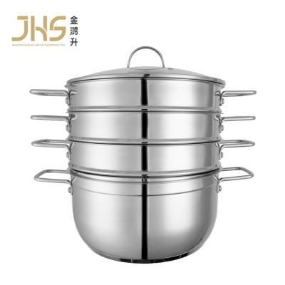 China JHS Sustainable Quality 28CM 4 Layer Couscous Steamer And Cooking Pots Stainless Steel Steamer Pot for sale