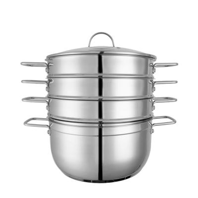 China 28CM Viable 4 Layers Stainless Steel Japanese Food Steamer Moroccan Couscous Pot for sale