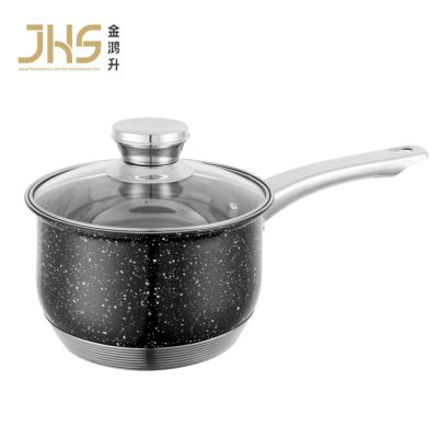 China JHS Sustainable Black Cooking Milk Pot Soup Stainless Steel Sauce Pan With Lid for sale