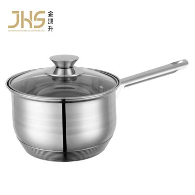 China JHS Logo Viable Custom Cookware Casserole Cooking Milk Pot Warmer Pot Milk Pot Stainless Steel With Glass Lid for sale