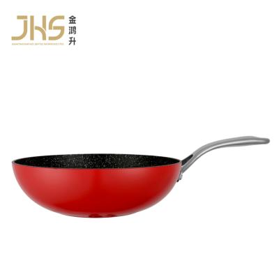 China JHS Sustainable 26cm 10 Inch Forged Fry Pan Non Stick Cooking Wok Aluminum Induction Wok for sale