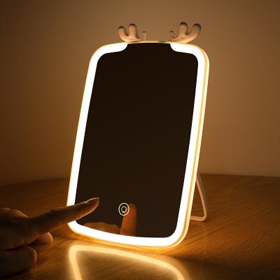 China Rechargeable USB Lighted Led Sensitive Makeup Mirror Household Vanity Hand Makeup Mirror for sale