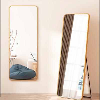 China Modern Wholesale Customized Full Body Mirror, Gold Alloy Frame Black Mirror, Living Room Floor Mirror for sale