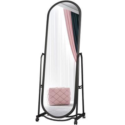 China Full Body Floor Mirror Modern Simple Movable Straight Mirror Girls' Bedroom Full Mirror In Clothing Store for sale