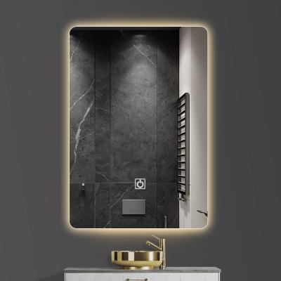 China High Quality Illuminated Vanity Bathroom Mirror With LED Light Wall Mounted Vertical And Horizontal Square Makeup Smart Mirror Illuminated for sale