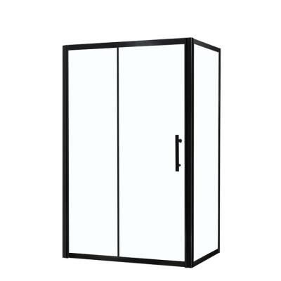 China With Single Frame Shower Enclosure Matte Black Sliding Square Shower Door Bathroom Tempered Glass Stainless Steel Artificial Stone Brushed for sale