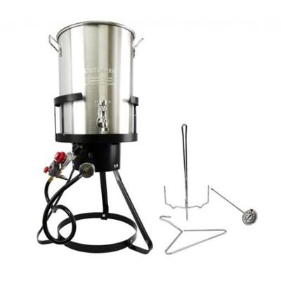 China Easily Assembled New Design Deep Fryer Commercial Gas 30qt Turkey Fryer Set With Outboard Spit for sale