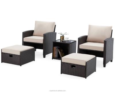 China Best Outdoor Case 5 Pcs Rattan Furniture Set Rattan Sofa Garden Zero Leisure With Wholesale Price for sale