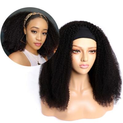 China 2022 New Trend Headband Wigs Wholesale Price Virgin Brazilian Hair Curly Kinky Curly Curl Wigs Various Length for sale