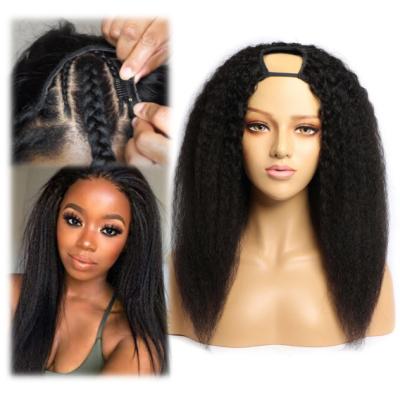 China Wholesale Direct High Quality Top Quality Natural Curly U Part 100 Brazilian Hair Wigs Yaki Expo RTS Color Virgin Yaki U Part Wigs for sale