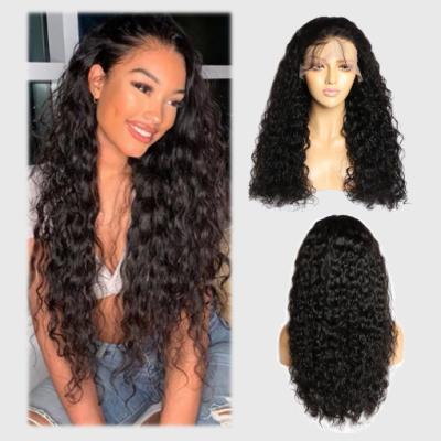 China Water Wave Ready to Ship Top Quality Natural Glueless 13*6 Lace Long Frontal Brazilian Water Wave Silk Color Vendor Human Hair Wig For Women for sale