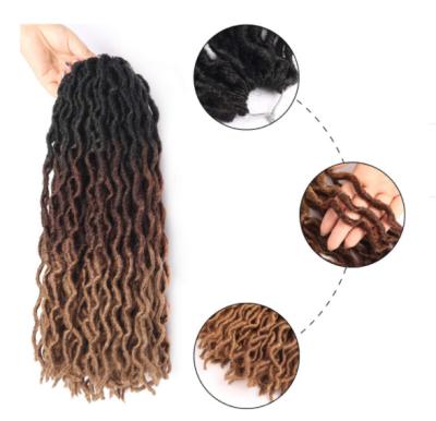 China 2022 New Trending Synthetic Hair Locs Hair Wavy Gypsy Extensions Crochet Faux Locs Ombre Curly Goddess Crochet Hair for sale