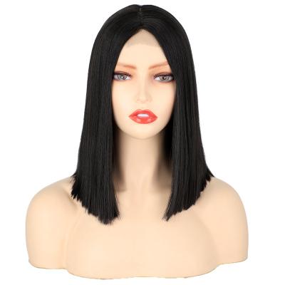 China 2022 Factory New Fashion Clean Soft Black Hair Color Bob Wigs Synthetic Short Party Straight Hair Wigs For Women for sale