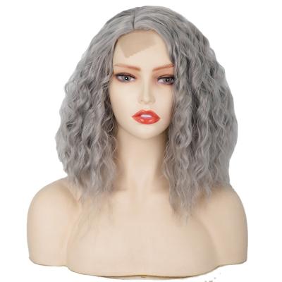 China 2022 Synthetic Lace Front Wigs Right Parting Space 0906# Clean Color 12inch Water Wave Soft Water Wave Wigs For Women for sale