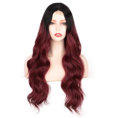 China Wholesale High Quality Soft Clean Synthetic Lace Front Wigs 2022 Closure Body Wave Claret Color Wigs For Women for sale