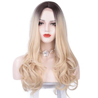 China Europe And USA 2022 Fashionable Synthetic Body Wave High Temperature Hair Lace Front Ombre Wigs For Women Halloween Cosplay Party for sale