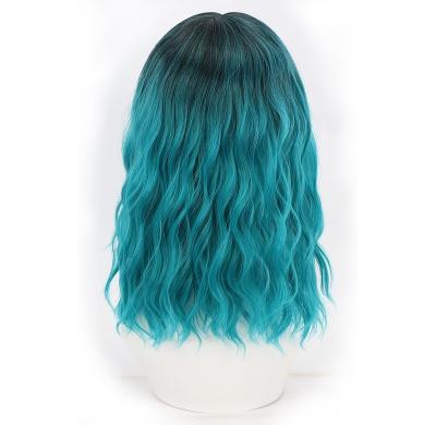 China 2022 Body Wave Fashion High Temperature Synthetic Body Wave Part Contract Ombre Color Short Medium Wigs For Halloween Cosplay Party for sale