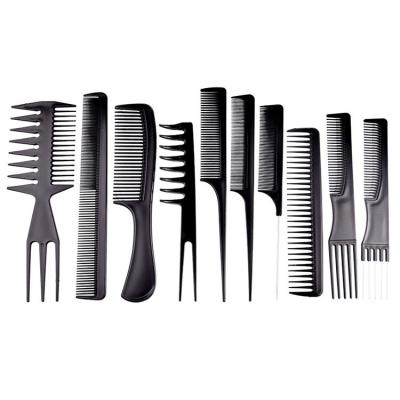 China PP Wholesale Salon High Quality Barber Hairdressing 10 Pcs Variety Gears Assorted Package Plastic Hair Comb Set For Men And Women for sale