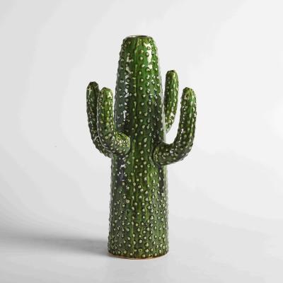 China Modern Creative Ceramic Cactus Vase Green Europe Style For Hotel Home Decor LIVING Modern Packing Color Design for sale