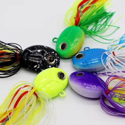 China 80g Inchiku Baiting Lure Jig Head Rope/Dorado Slider Kabura Drag with Silicone Skirt Around Jig Head and Skirt Lure Colored Silicone Head Baits for sale