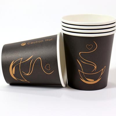 China Disposable Disposable JIANI Custom Logo Printed 8oz 4oz Black Cups Single Wall Takeaway Disposable Coffe Paper Coffee Cup for sale