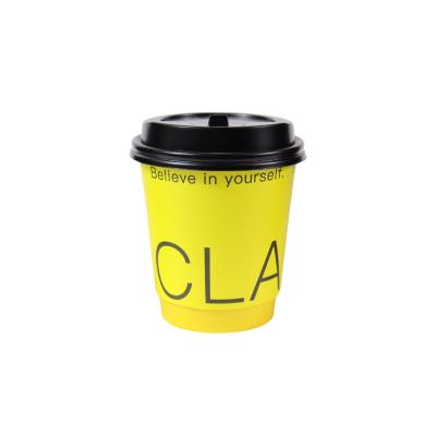 China Disposable Disposable JIANI Manufacture Custom Print Logo Disposable Double Wall Coffee Container Hot Coffee Paper Cup with Plastic Lids for sale