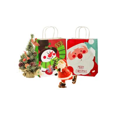 China Disposable Disposable JIANI Recyclable Biodegradable Christmas Holiday Cartoon Pattern Gift Bag Cake Food Handbag Can Print LOGO Kraft Paper for sale