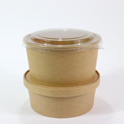 China Disposable Disposable JIANI Eco-friendly Disposable Kraft Paper Salad Fruit Soup Bowl 500ml 750ml 900ml Paper Bowls Food Packing Containers With Lid for sale