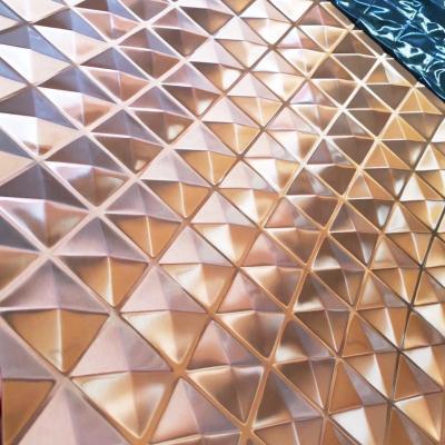 China Interior Decoration 3D Diamond Shape Embossed Stainless Steel Covers PVD Plating Black Champagne-Gold Rose Gold Color Three-Dimensional for sale