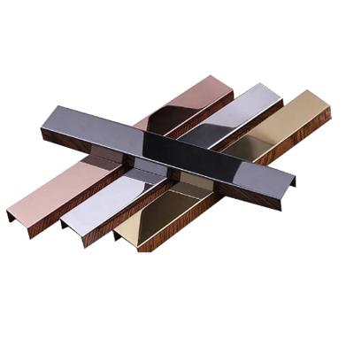 China Modern 201 Mirror Finish Gold Color U-Shap Stainless Steel Edge Tile Trim for sale