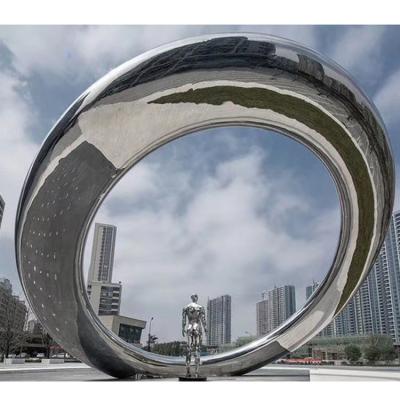 China Style Can Be Customized Large Outdoor Modern Decorative Stainless Steel Circle Sculpture for sale