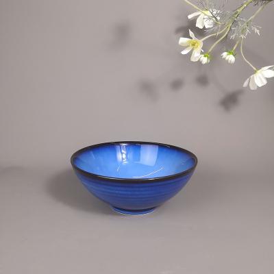 China 8 Inch Viable Natural Creative Glazed Round Bowl Set Japanese Ramen Noggin Bowl Salad Bowl for sale