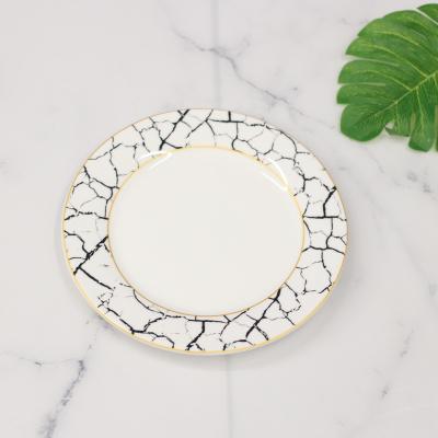 China Viable high quality unique modern simple black and white hotel restaurant design porcelain ceramic dinner dishes for sale