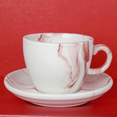 China Safe And Simple Sustainable Quality LEXI High Quality Ceramic Espresso Cup And Saucer Coffee Cup With Unique Design Marble Pattern for sale