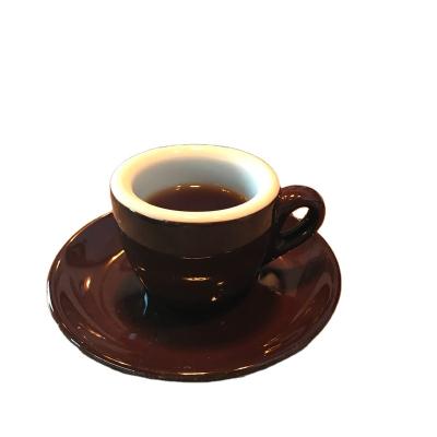 China Viable Customized Custom Bright Color Logo Mug With Ceramic Handle Espresso Coffee Sets Cup And Saucer For Cafes OEM Services for sale