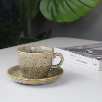 China Viable Retro Fancy Color Porcelain Coffee Cups And Saucers Ceramic Durable Changing Coffee Set Afternoon Tea Set Luster For Cafe Home for sale