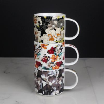 China 450ml 13oz Chaozhou Factory Porcelain Mug Flowers Theme Pattern Ceramic Coffee Mug Viable Wholesale Ceramic Tea Milk Cup Custom OEM for sale