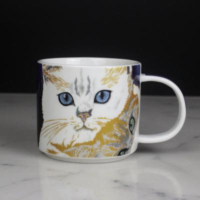 China 450ml 13oz Chaozhou Porcelain Factory Animal Viable Animal Ceramic Mug Tea Mug Cat Theme Pattern Coffee Cup Custom OEM OEM Milk for sale