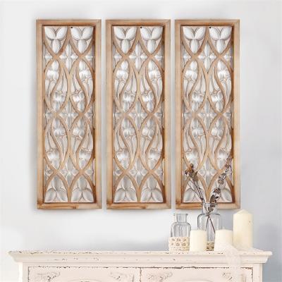 China XIAOAIKA Shabby Chic Handmade White Antique Style Wooden Wall Art Panels Mdf Crafted Set Wall 3 Home Decor for sale