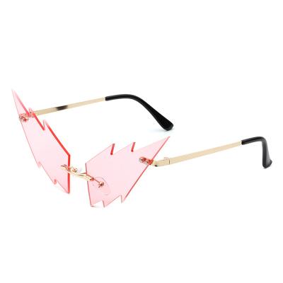 China Fashion sunglasses wholesale personality lightning metal party rimless sunglasses for men and women for sale