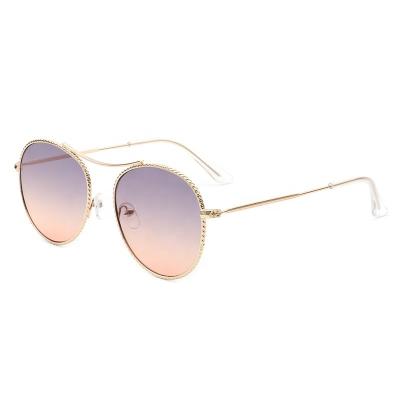 China Fashion Sunglasses Shape Round Frame Metal Sunglasses Custom Vintage Women Gradient Color Rose Sunglasses Black Sunglasses For Men for sale