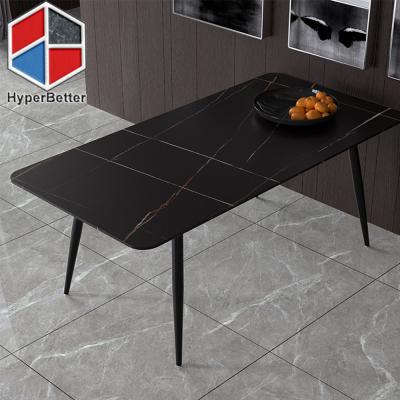 China Wholesale Modern Black Sinter Stone Dining Table 6 Seats for sale