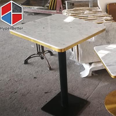 China Traditional 108cm Height Carrara Marble Bar Table With Brass Edging for sale