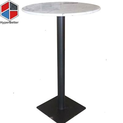 China Modern Tall White Marble Bar Tables With Metal Base for sale