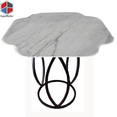 China Adjustable (height) customized simple irregular modern marble volakas white side table for sale